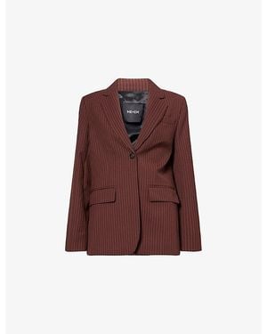 ME+EM Pinstripe Single-Breasted Wool-Blend Blazer - Brown