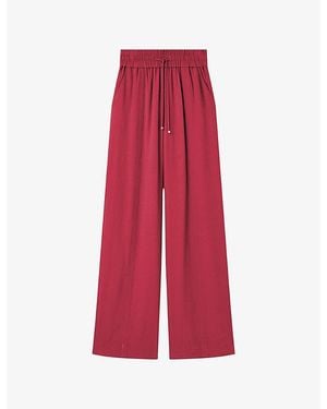 JOSEPH Dee Wide-Leg High-Rise Crepe Trousers - Red