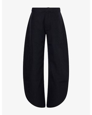 Alaïa Petal Curved-Leg Wool Denim Trousers - Blue