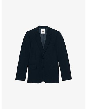 Sandro Single-Breasted Wool Blazer - Blue