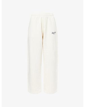 Sporty & Rich Vendome La Embroidered Wide-Leg Cotton-Jersey Jogging Bottoms - White