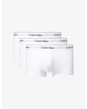 Calvin Klein Icon Logo-Waistband Pack Of Three Stretch-Cotton Trunks - White