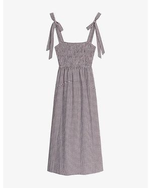 OMNES Dixie Gingham Cotton Midi Dress - Purple