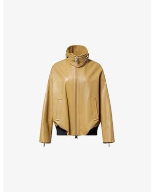 KHAITE Hamett Funnel-Neck Leather Bomber Jacket - Metallic
