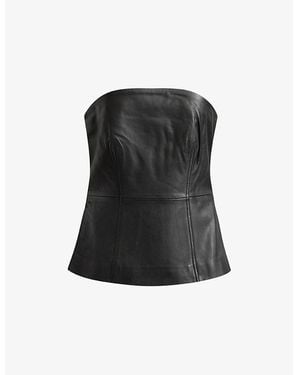 AllSaints Imago Strapless Leather Top - Black