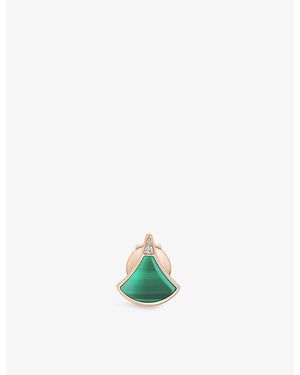 BVLGARI Divas' Dream 18Ct Rose- Malachite And 0.01Ct Pavé-Diamond Stud Earring - Green