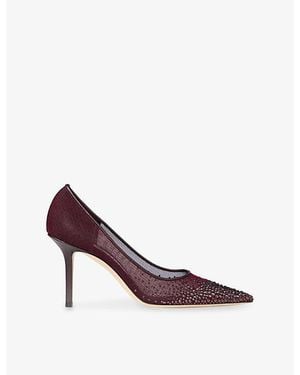 Jimmy Choo Love 85 Crystal Leather And Mesh Court Shoes - Purple