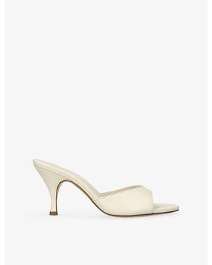 Aeyde Samia 75 Leather Heeled Mules - White