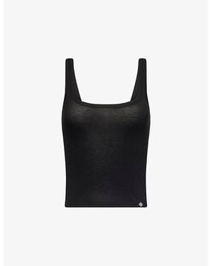 The Couture Club Slub Emblem Wool-Blend Vest Top - Black