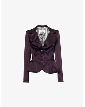 Vivienne Westwood Drunken V-Neck Slim-Fit Satin Jacket - Purple