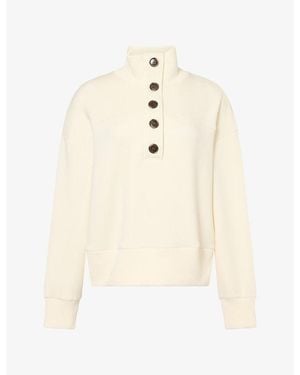 Varley Bronya Button-Placket Jersey Sweatshirt - White