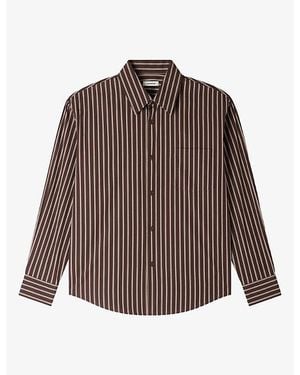 Sandro Striped Long-Sleeved Cotton Shirt - Brown