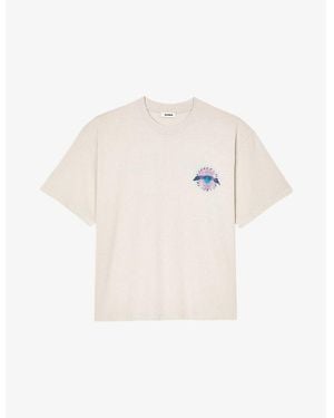 Sandro Sun Motif Printed Cotton T-Shirt - White