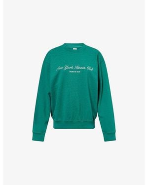 Sporty & Rich Ny Tennis Club Round-Neck Cotton-Jersey Sweatshirt - Green