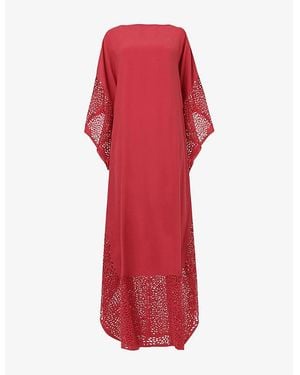 eem Laser Cut Woven Kaftan Dress - Red
