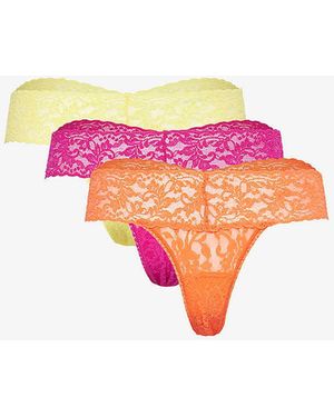 Hanky Panky Low-rise Lace Thongs - Pink