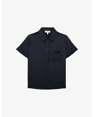 Reiss Polly Patch-Pocket Stretch-Woven Shirt - Blue