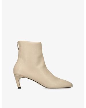 TOTEME Soft Leather Heeled Ankle Boots - Natural