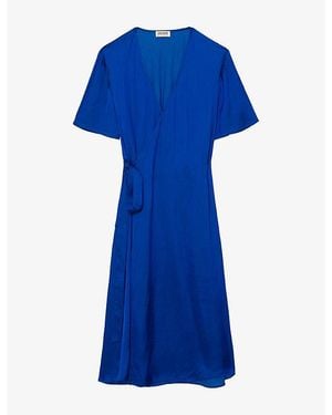 Zadig & Voltaire Reforme Wrap-Front Woven Midi Dress - Blue