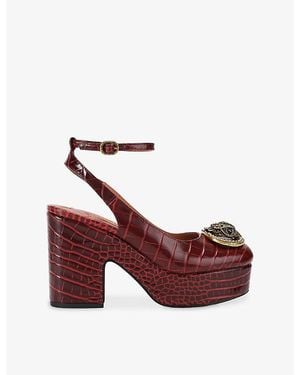 Kurt Geiger Chelsea Platform Sling-Back Leather Heels - Red