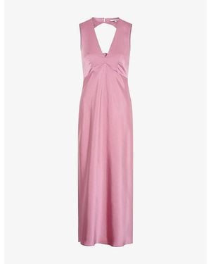OMNES Nova Tie-Back Satin Maxi Dress - Pink