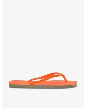 Havaianas Square Glitter Logo-Embossed Rubber Flip-Flops - Orange