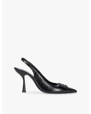 The Kooples Bow-Embellished Slingback-Strap Leather Heels - Black