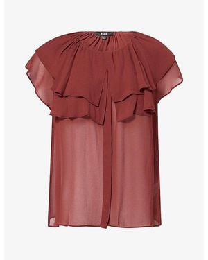 PAIGE Lucia Ruffled Sheer Blouse - Red