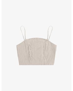OMNES Trisha Striped Linen-Blend Top - White