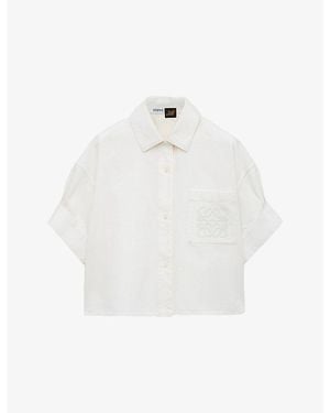 Loewe X Paula's Ibiza Short-Sleeve Anagram-Embroidered Cotton-Blend Shirt - White