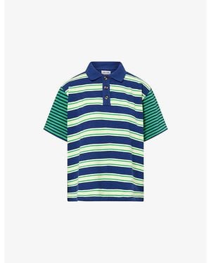 Damson Madder Zia Striped Cotton Rugby Shirt - Blue