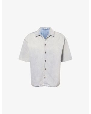Loewe Anagram Short-Sleeve Denim Shirt - White