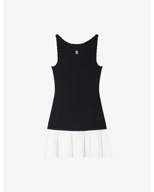 Sandro Two-Tone Sleeveless Woven Mini Dress - Black