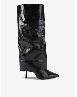 Carvela Kurt Geiger Passion Cuff Pointed-Toe Heeled Faux Leather Boots - Black