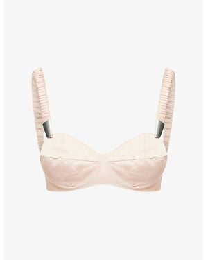 Mugler Sweetheart-Neckline Underwired Silk Bra - Pink