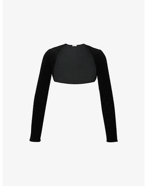 House Of Cb Harmony Long-Sleeve Velvet Bolero - Black