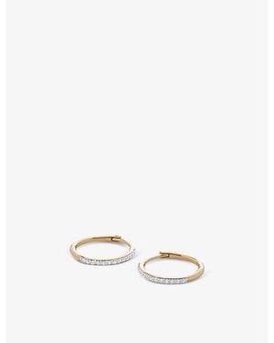 Monica Vinader Pavé-Set 14Ct- And 0.1547Ct Full-Cut Diamond Huggie Earrings - White