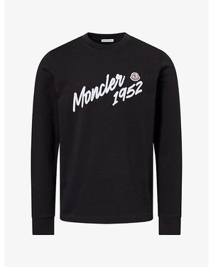 Moncler Scribble Logo-Print Long-Sleeve Cotton T-Shirt - Black