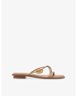 Reiss Raina Flat Leather Sandals - Natural