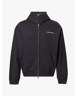 The Couture Club Micro Copyright Logo-Print Cotton Hoody - Blue