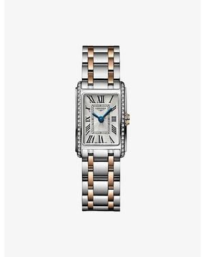Longines L5.258.5.79.7 Dolcevita Rectangular Stainless-Steel, 0.280Ct Diamond And Pvd Quartz Watch - White