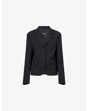 ME+EM Pinstripe Boxy-Fit Wool-Blend Blazer - Black