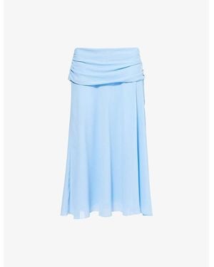 Reformation Olivia Low-Waist Woven Midi Skirt - Blue