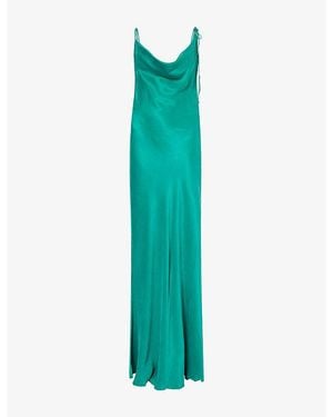 Rat & Boa Ophelia Chain-Embellished Satin Maxi Gown - Green