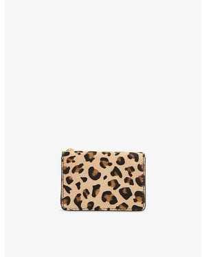 Whistles Eli Leopard-Print Calf-Hair Wallet - Metallic