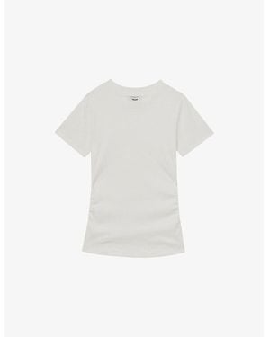 Reiss Tess Ribbed Ruched Stretch-Cotton T-Shirt - White