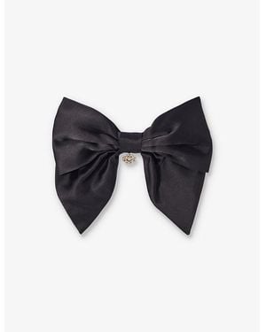 Maje Charm-Embellished Bow Satin Hair Clip - Black