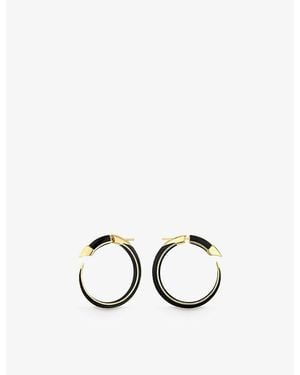 Shaun Leane Sabre Solis 18Ct-Plated Vermeil Sterling- And Enamel Hoop Earrings - Black