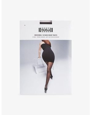Wolford Individual 10 Back Seam Stretch-Woven Tights - White