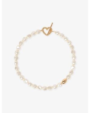 Maje Pearl Brass Choker Necklace - White